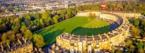 Aerial view above the Bath Crescent from behind on a summer day - Bed and Breakfast near Bath